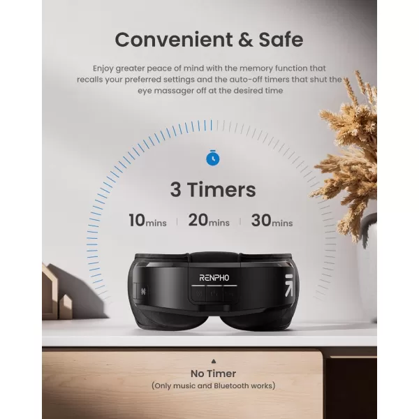 RENPHO FSA HSA Eligible Eye Massager 2in1 Eyeris Shift Eye Massager with 3 Pressures 3 Heats 3 Timers TempleHead Massager with a Bluetooth Sleep Mask for Eye Strain Relief Birthday GiftsBlack