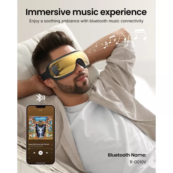RENPHO FSAHSA Eligible Eye Massager with Heat and CoolingEyeris 3 Voice Controlled Eye Massager Heated Eye Mask with DIY Massage SettingMusic Eye Care Devices for RelaxGift for MenWomenGold