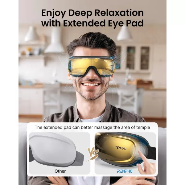 RENPHO FSAHSA Eligible Eye Massager with Heat and CoolingEyeris 3 Voice Controlled Eye Massager Heated Eye Mask with DIY Massage SettingMusic Eye Care Devices for RelaxGift for MenWomenGold