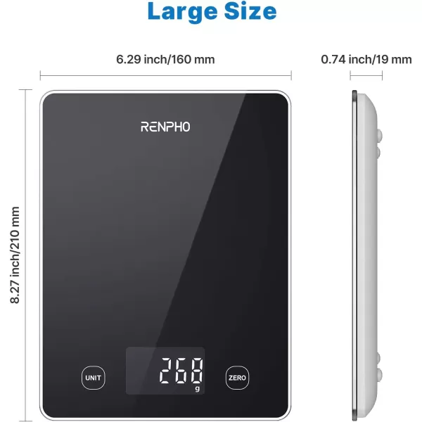 RENPHO Food Scale Kitchen Scale for Grams and Ounces Smart Gram Scale with Nutritional Calculator Digital Food Weight Scale with App for Macro Keto Weight Loss White 11lb5kgBlack