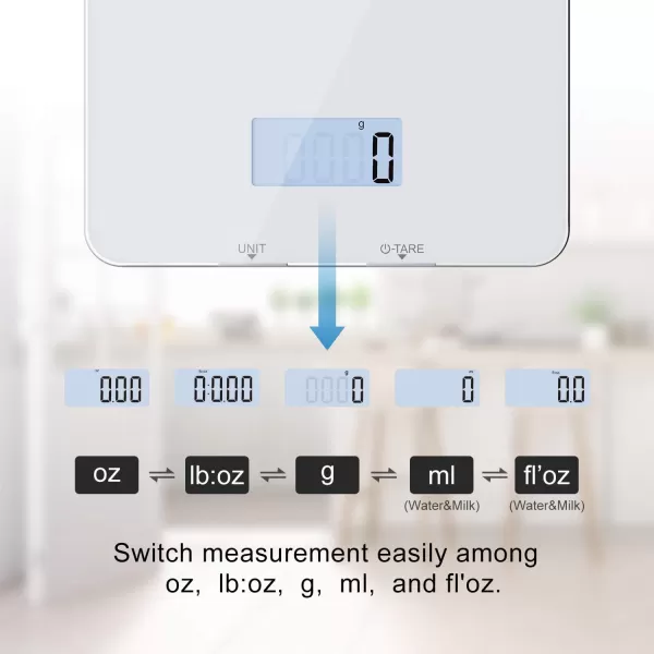 RENPHO Food Scale Kitchen Scale for Grams and Ounces Smart Gram Scale with Nutritional Calculator Digital Food Weight Scale with App for Macro Keto Weight Loss White 11lb5kgWhite