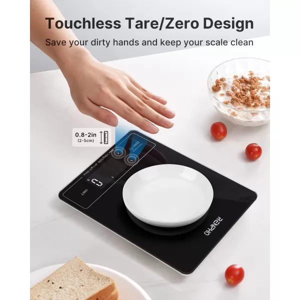 RENPHO Food Scale with Touchless Tare Design Digital Kitchen Scale for Food Ounces and Grams Food Weight Scale for Weight Loss Baking Cooking Precise Graduation Black NonBluetooth