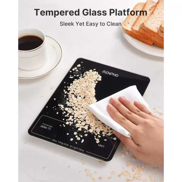 RENPHO Food Scale with Touchless Tare Design Digital Kitchen Scale for Food Ounces and Grams Food Weight Scale for Weight Loss Baking Cooking Precise Graduation Black NonBluetooth