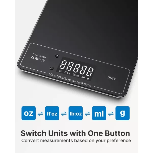 RENPHO Food Scale with Touchless Tare Design Digital Kitchen Scale for Food Ounces and Grams Food Weight Scale for Weight Loss Baking Cooking Precise Graduation Black NonBluetooth