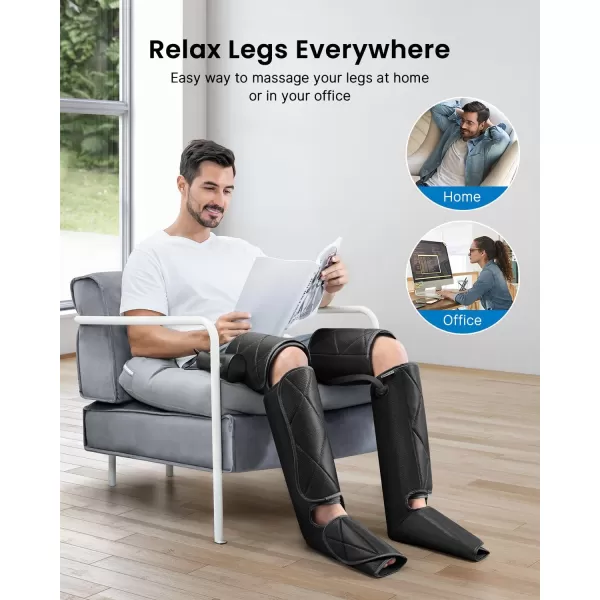 RENPHO Leg Massager FSA HSA Eligible Air Compression Massager for Circulation Pain Relief Effective for Father Mother Reduce SwellingGreyBlack