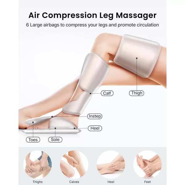 RENPHO Leg Massager FSA HSA Eligible Air Compression Massager for Circulation Pain Relief Effective for Father Mother Reduce SwellingGreyBlack