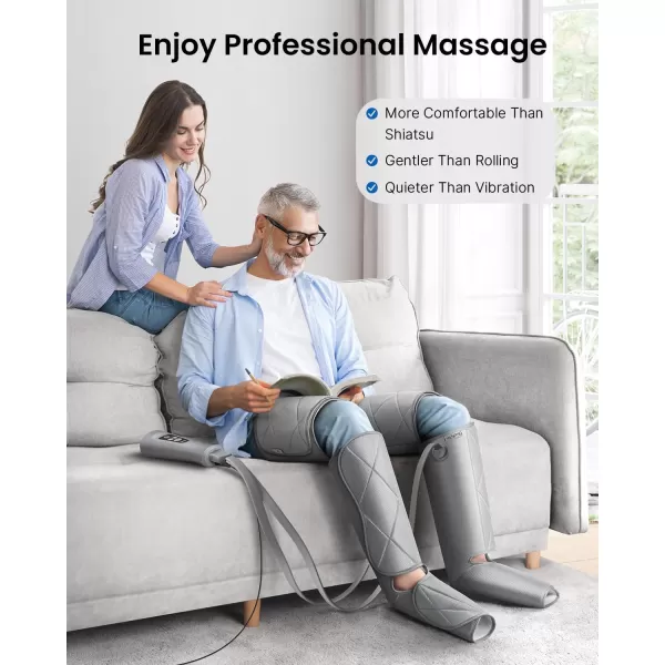 RENPHO Leg Massager FSA HSA Eligible Air Compression Massager for Circulation Pain Relief Effective for Father Mother Reduce SwellingGreyGray