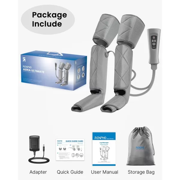 RENPHO Leg Massager FSA HSA Eligible Air Compression Massager for Circulation Pain Relief Effective for Father Mother Reduce SwellingGreyGray