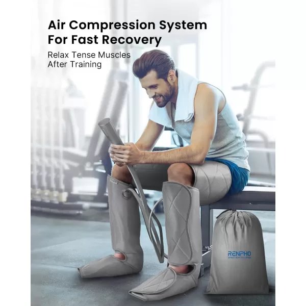 RENPHO Leg Massager FSA HSA Eligible Air Compression Massager for Circulation Pain Relief Effective for Father Mother Reduce SwellingGreyGray