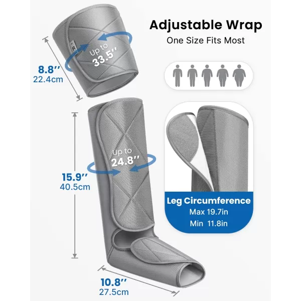 RENPHO Leg Massager FSA HSA Eligible Air Compression Massager for Circulation Pain Relief Effective for Father Mother Reduce SwellingGreyGray