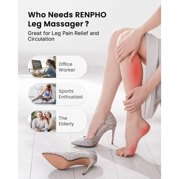 RENPHO Leg Massager FSA HSA Eligible Air Compression Massager for Circulation Pain Relief Effective for Father Mother Reduce SwellingGreyGray