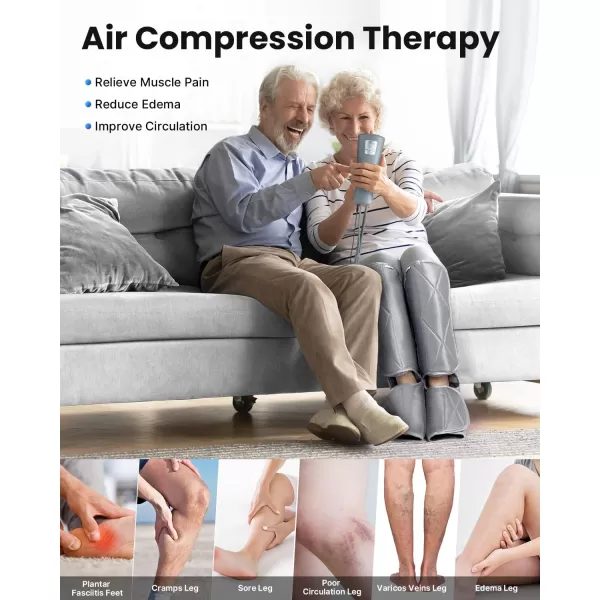 RENPHO Leg Massager for Circulation and Pain Relief Calf Compression Massager Effective for Fathers Mothers Relaxation Muscles and Reduce SwellingGreyGray