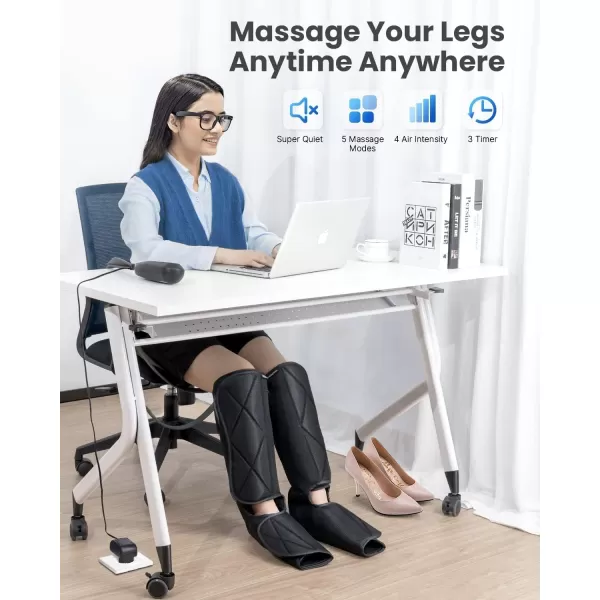 RENPHO Leg Massager for Circulation and Pain Relief Calf Compression Massager Effective for Fathers Mothers Relaxation Muscles and Reduce SwellingGreyBlack