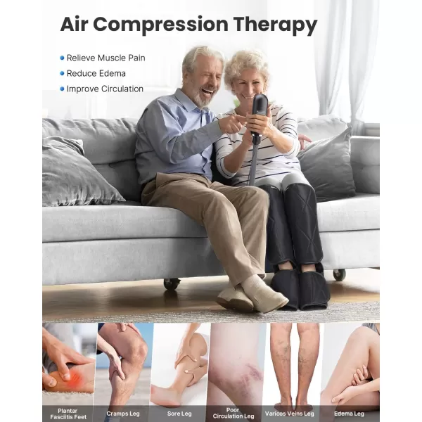 RENPHO Leg Massager for Circulation and Pain Relief Calf Compression Massager Effective for Fathers Mothers Relaxation Muscles and Reduce SwellingGreyBlack