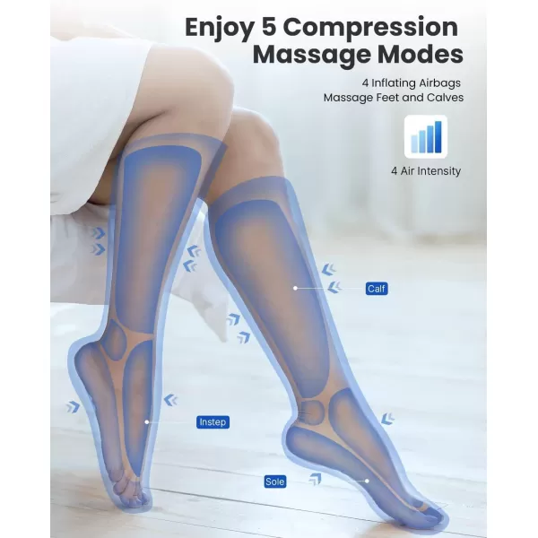 RENPHO Leg Massager for Circulation and Pain Relief Calf Compression Massager Effective for Fathers Mothers Relaxation Muscles and Reduce SwellingGreyBlack
