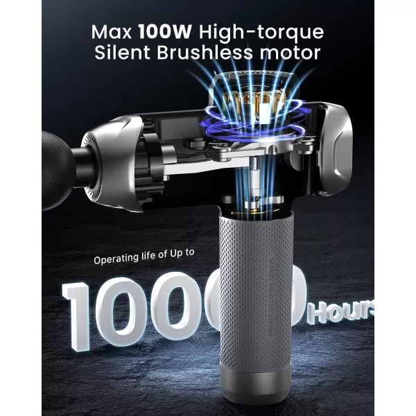 RENPHO Massage Gun Deep Tissue FSA HSA Eligible Percussion Muscle Massage Gun Bluetooth for Athletes Portable Electric Handheld Massager Gun LED Touch DisplayPower Grey