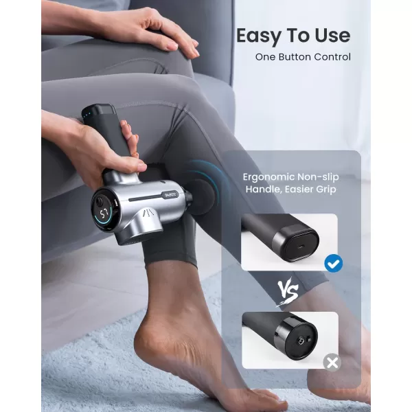 RENPHO Massage Gun Deep Tissue Muscle Percussion Massage Gun FSA and HSA Eligible Powerful Portable Back Massager Gun for Athletes Handheld Back Massagers Carry Case ActiveSilver