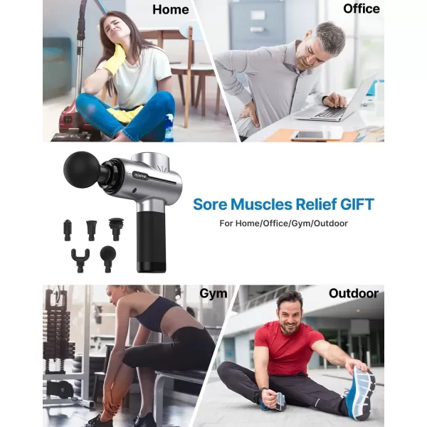 RENPHO Massage Gun Deep Tissue Muscle Percussion Massage Gun FSA and HSA Eligible Powerful Portable Back Massager Gun for Athletes Handheld Back Massagers Carry Case ActiveSilver