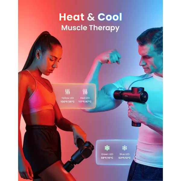 RENPHO Massage Gun with Heat FSA and HSA Eligible Percussion Muscle Deep Tissue Massage Gun Portable with Bluetooth Electric Handheld Massager Gun Active ThermalActive Thermacool