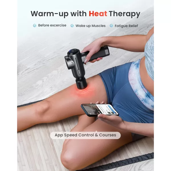 RENPHO Massage Gun with Heat FSA and HSA Eligible Percussion Muscle Deep Tissue Massage Gun Portable with Bluetooth Electric Handheld Massager Gun Active ThermalActive Thermacool