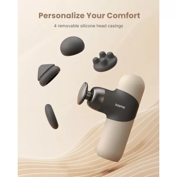 RENPHO Mini Thermal Massage Gun with Heat Portable Fashion Deep Tissue Percussion Massager Color Silicone Sleeves 4 Intensities 4 Heads Travel Size with Carry Case for Athletes FSA HSA Eligible