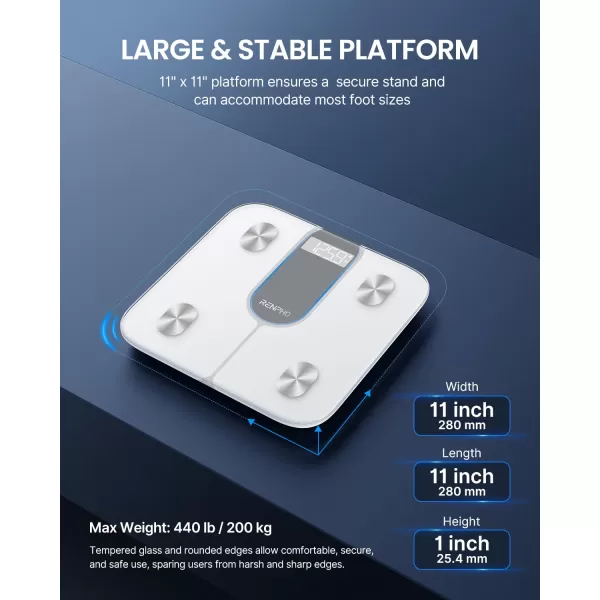 RENPHO Scale for Body Weight Bathroom Scales for Weight Weighing Machine with LED Display Highly Accurate to 01lb Upgraded Batteries Included 400 lbs180kg Capacity White Core TSWhiteBluetooth