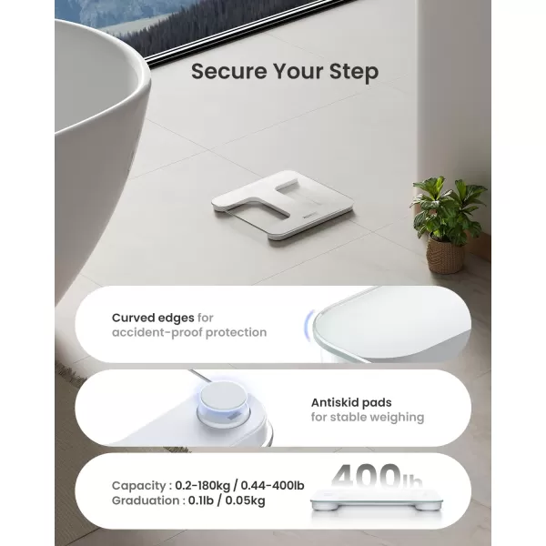 RENPHO Scale for Body Weight Bathroom Scales for Weight Weighing Machine with LED Display Highly Accurate to 01lb Upgraded Batteries Included 400 lbs180kg Capacity White Core TSWhite