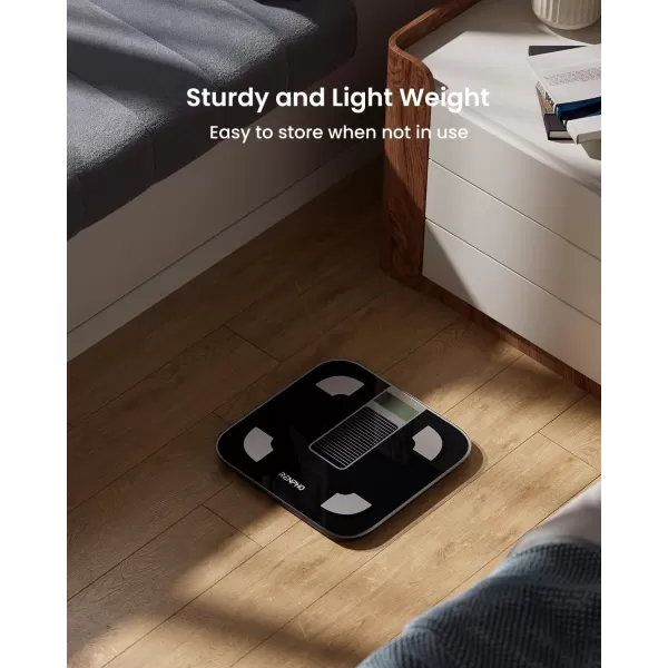 RENPHO Scale for Body Weight and Fat Percentage No Battery Replacement Solar Power Digital Bathroom Smart Scale Bluetooth Body Fat Scale Body Composition Monitor with App 400lbsElisSolar PowerBlack