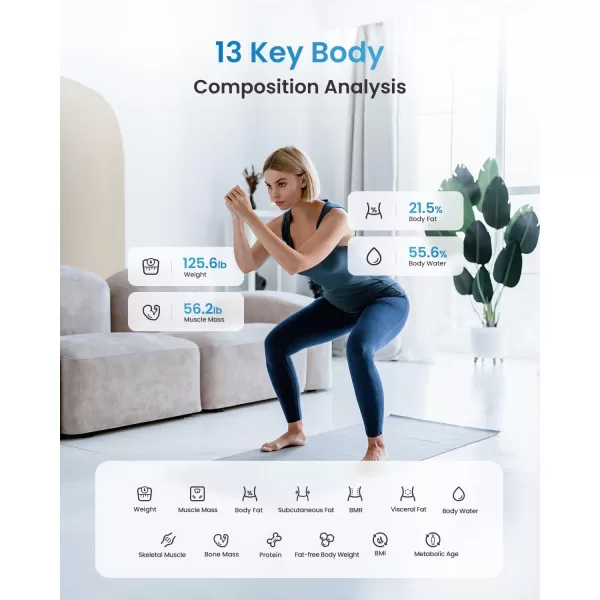 RENPHO Scale for Body Weight and Fat Percentage No Battery Replacement Solar Power Digital Bathroom Smart Scale Bluetooth Body Fat Scale Body Composition Monitor with App 400lbsElisBlack