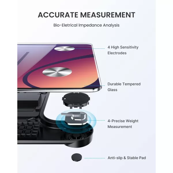RENPHO Scale for Body Weight and Fat Percentage No Battery Replacement Solar Power Digital Bathroom Smart Scale Bluetooth Body Fat Scale Body Composition Monitor with App 400lbsElisRed Gradient