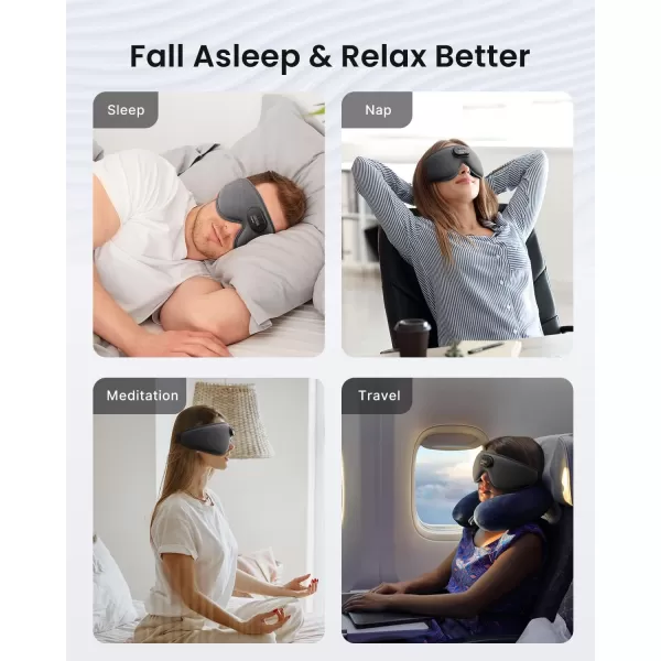 RENPHO Sleep Headphones 2024 New Ultra Soft Sleep Mask with 52 Bluetooth HD Headphones 3D Blackout Wireless Headband Eye Mask for Sleeping Earbuds Earphones for Side Sleeper Men Women TravelGray