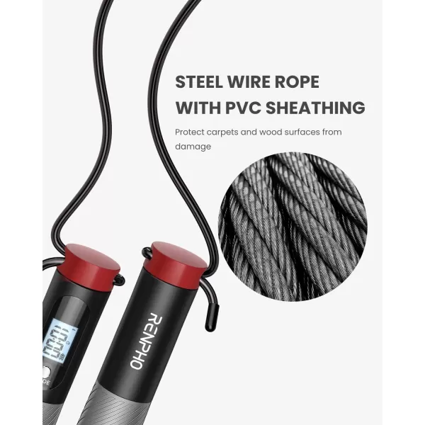 RENPHO Smart Cordless Jump Rope  APP Data Storage ampamp Tracking ampamp Analysis Weighted Jump Rope for Women Jump Ropes for Fitness with Counter Smart Ropeless Jump Rope for Women MenBGrey cordless ball 1 pack  Steel wire rope 1 pc
