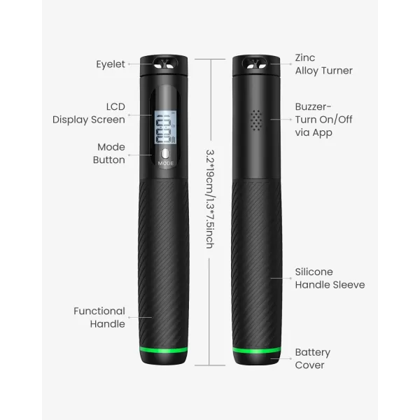 RENPHO Smart Cordless Jump Rope  APP Data Storage ampamp Tracking ampamp Analysis Weighted Jump Rope for Women Jump Ropes for Fitness with Counter Smart Ropeless Jump Rope for Women MenABlack cordless ball 1 pack  Steel wire rope 1 pc