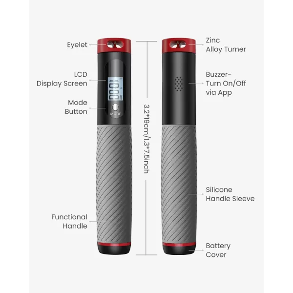 RENPHO Smart Cordless Jump Rope  APP Data Storage ampamp Tracking ampamp Analysis Weighted Jump Rope for Women Jump Ropes for Fitness with Counter Smart Ropeless Jump Rope for Women MenBGrey cordless ball 1 pack  Steel wire rope 1 pc