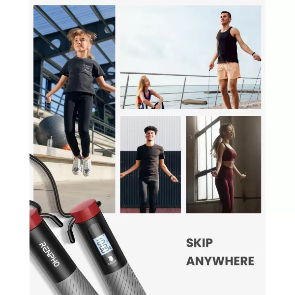 RENPHO Smart Cordless Jump Rope  APP Data Storage ampamp Tracking ampamp Analysis Weighted Jump Rope for Women Jump Ropes for Fitness with Counter Smart Ropeless Jump Rope for Women MenBGrey cordless ball 1 pack  Steel wire rope 1 pc