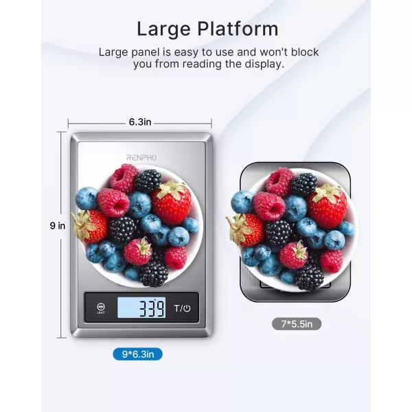 RENPHO Smart Food Scale Digital Kitchen Scale for Food Ounces and Grams Coffee Weight Scale with Nutritional Calculator APP for Keto Macro Calorie Weight Loss Precise Graduation Stainless Steel