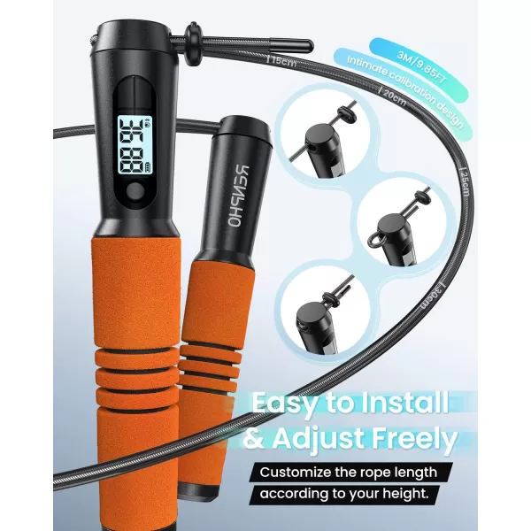 RENPHO Smart Jump Rope Fitness Skipping Rope with APP Data Analysis Workout Jump Ropes for Home Gym Crossfit Jumping Rope Counter for Exercise for Men WomenDOrange Steel wire rope 1 pc