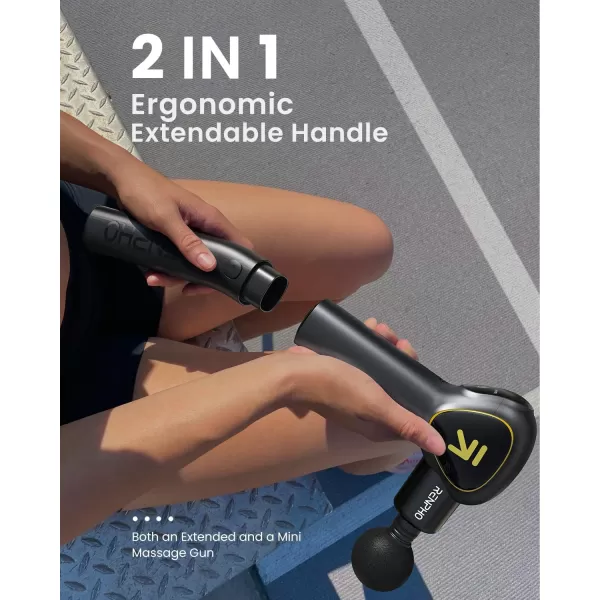 Renpho Massage Gun Deep Tissue Back Massager for Pain Relief with Long Extension Handle Percussion Handheld Mini Muscle Massagers Cordless for Athletes NeckFSA HSA Eligible ReachGold