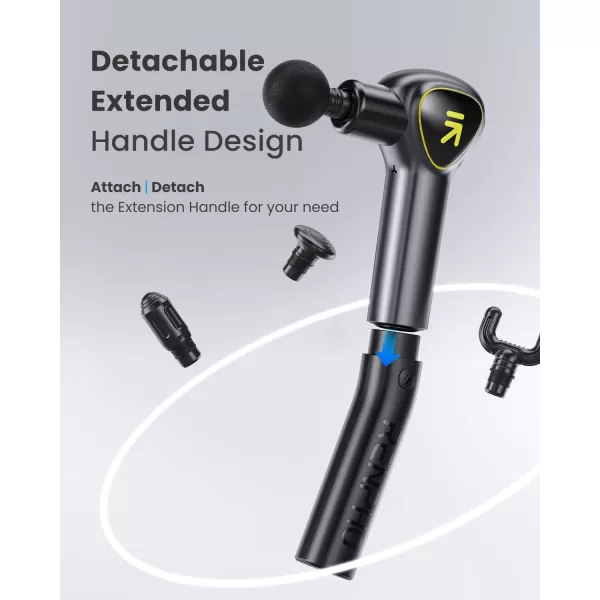 Renpho Massage Gun Deep Tissue Back Massager for Pain Relief with Long Extension Handle Percussion Handheld Mini Muscle Massagers Cordless for Athletes NeckFSA HSA Eligible ReachGold