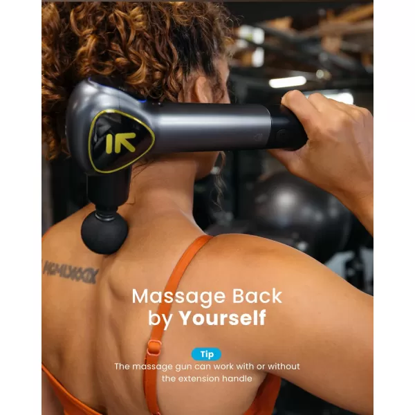 Renpho Massage Gun Deep Tissue Back Massager for Pain Relief with Long Extension Handle Percussion Handheld Mini Muscle Massagers Cordless for Athletes NeckFSA HSA Eligible ReachGold