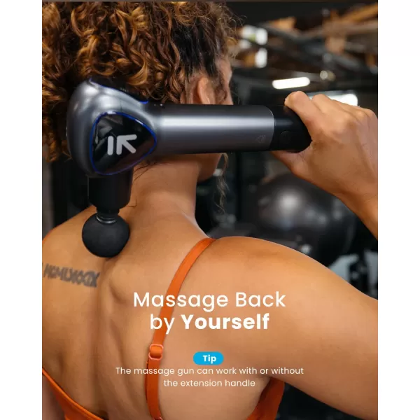 Renpho Massage Gun Deep Tissue Back Massager for Pain Relief with Long Extension Handle Percussion Handheld Mini Muscle Massagers Cordless for Athletes NeckFSA HSA Eligible ReachBlack