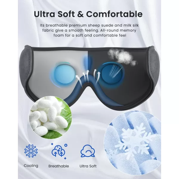Sleep Headphones Sleep Mask with Bluetooth Headphones RENPHO Ultra Soft 3D Blackout Wireless Sleeping Mask for Side Sleepers Comfort Night Eye Mask White Noise Eye Mask Brithday Gift