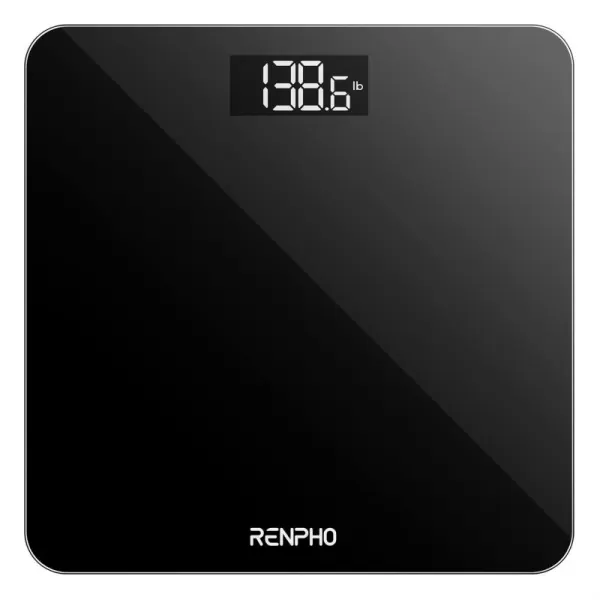 RENPHO Digital Bathroom Scale Highly Accurate Core 1S Body Weight Scale with Lighted LED Display Round Corner Design11quot280mmBlack