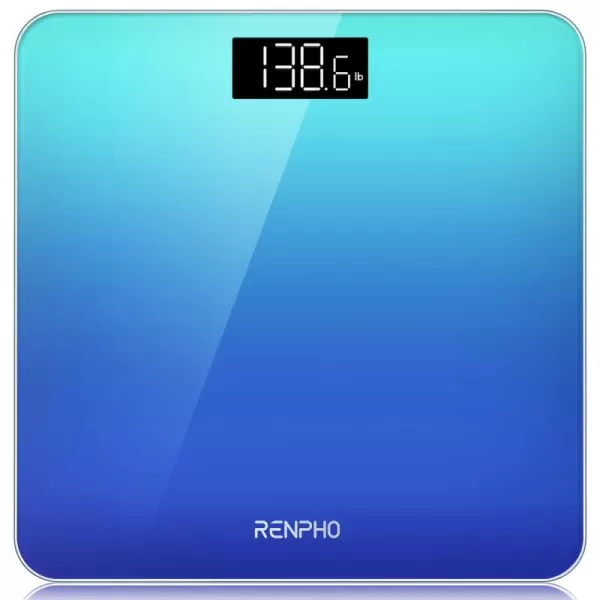 RENPHO Digital Bathroom Scale Highly Accurate Core 1S Body Weight Scale with Lighted LED Display Round Corner Design11quot280mmBlue