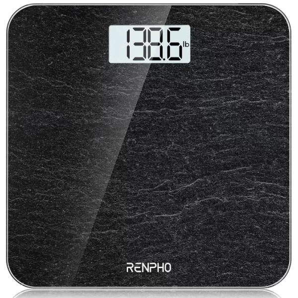 RENPHO Digital Bathroom Scale Highly Accurate Core 1S Body Weight Scale with Lighted LED Display Round Corner Design11quot280mmMarble