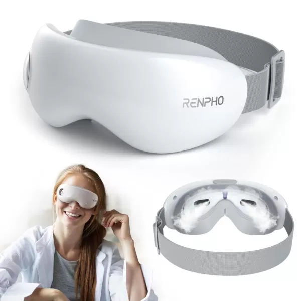 RENPHO Eyespa Mist Mask FSAHSA Eligible Heated Steam Eye Mask for Dry Eyes Eye Compress Moist Heat Eye Care Device with Bluetooth Music Ideal Relief Tired Eyes Gift for Teens WomenMenWhite