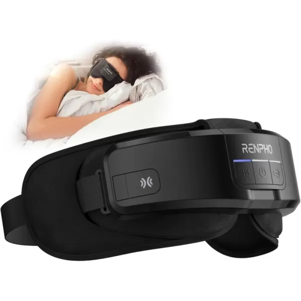 RENPHO FSA HSA Eligible Eye Massager 2in1 Eyeris Shift Eye Massager with 3 Pressures 3 Heats 3 Timers TempleHead Massager with a Bluetooth Sleep Mask for Eye Strain Relief Birthday GiftsBlack