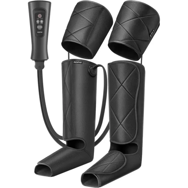 RENPHO Leg Massager FSA HSA Eligible Air Compression Massager for Circulation Pain Relief Effective for Father Mother Reduce SwellingGreyBlack