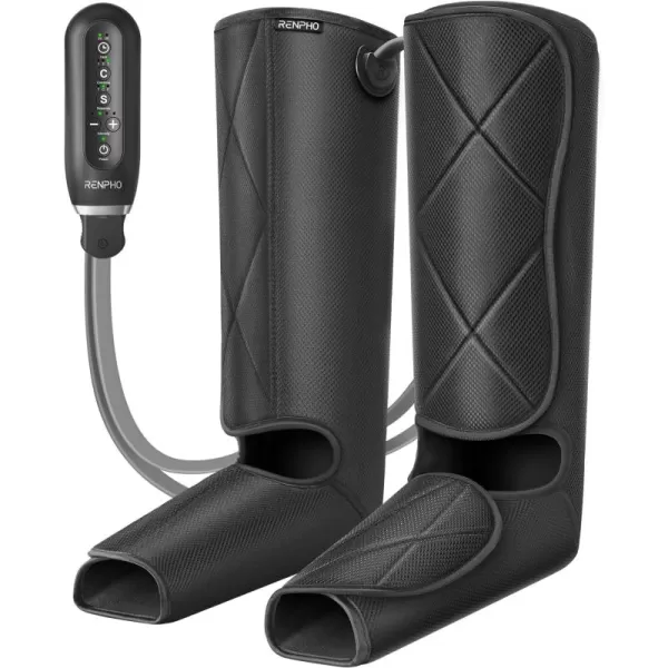 RENPHO Leg Massager for Circulation and Pain Relief Calf Compression Massager Effective for Fathers Mothers Relaxation Muscles and Reduce SwellingGreyBlack