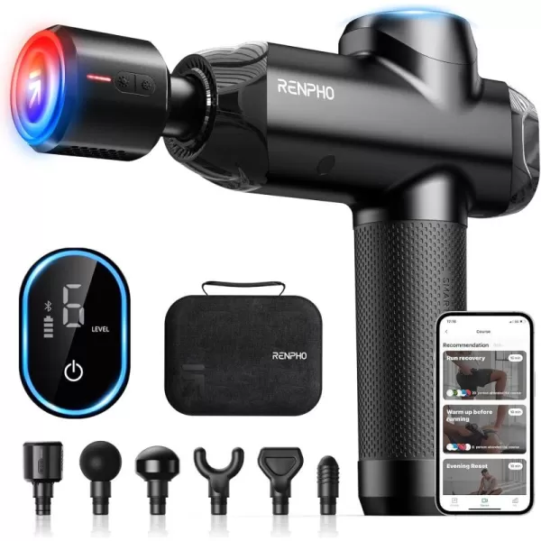 RENPHO Massage Gun Deep Tissue FSA HSA Eligible Percussion Muscle Massage Gun Bluetooth for Athletes Portable Electric Handheld Massager Gun LED Touch DisplayA Power Thermacool